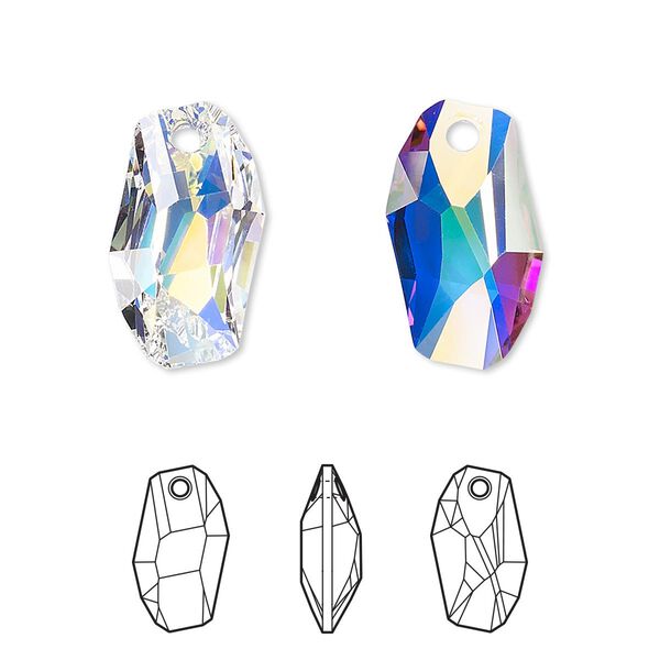 Drop 1pk crystal AB, Crystal Passions® 18x11mm pendant meteor 6673 image number 0