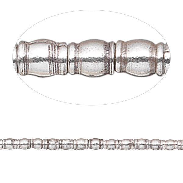 Bead, Hill Tribes, antiqued sterling silver, 3x2mm round tube. Sold per 8-inch strand, approximately 55 beads. image number 0