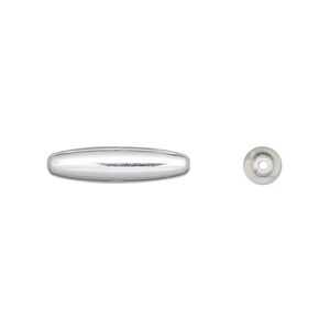 Bead, silver-plated brass, 19x5mm oval. Sold per pkg of 100.