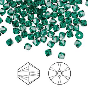 Bead 144pk emerald, Crystal Passions® 4mm bicone 5328