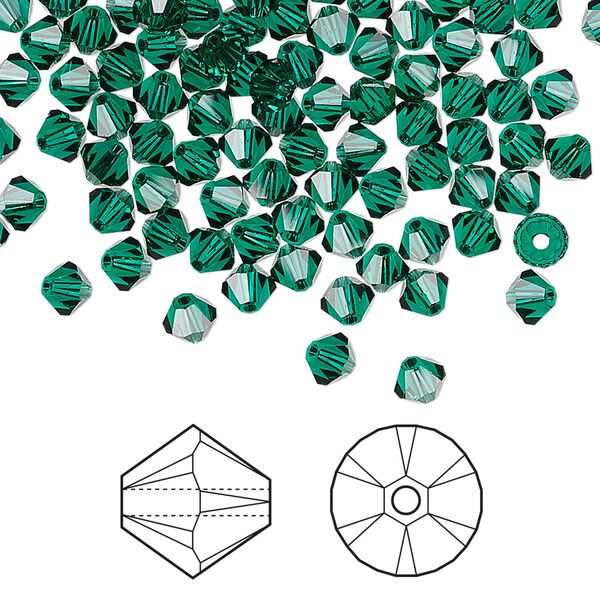 Bead 144pk emerald, Crystal Passions® 4mm bicone 5328 image number 0