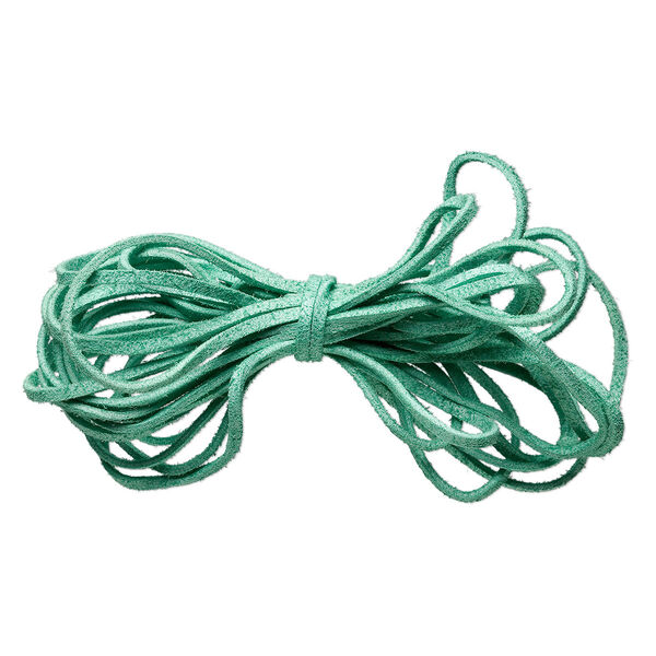 Cord, faux suede lace, green, 3mm. Sold per pkg of 5 yards. image number 0