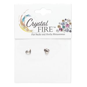 Flat back, Crystal Fire®, crystal / adhesive / aluminum, foiled, pkg/2, 6mm hotfix faceted heart (2808), rose patina.