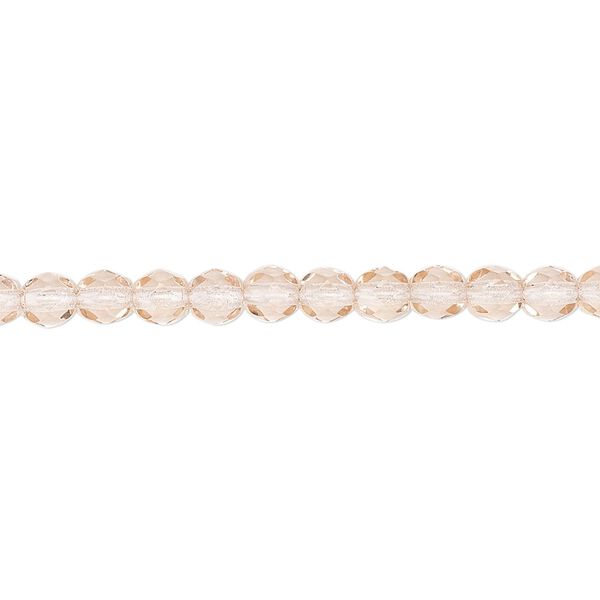 Bead, Czech fire-polished glass, transparent light rose, 4mm faceted round. Sold per 15-1/2" to 16" strand, approximately 100 beads. image number 0