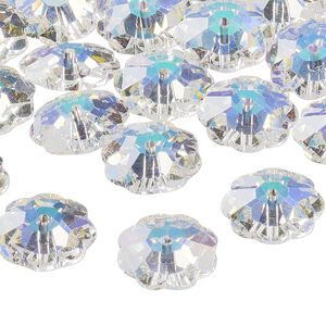 Bead 12pk crystal AB, Preciosa Czech crystal 14x5mm loch flower