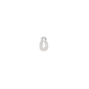 Charm, sterling silver and cubic zirconia, clear, 4.5x4mm horseshoe. Sold individually.
