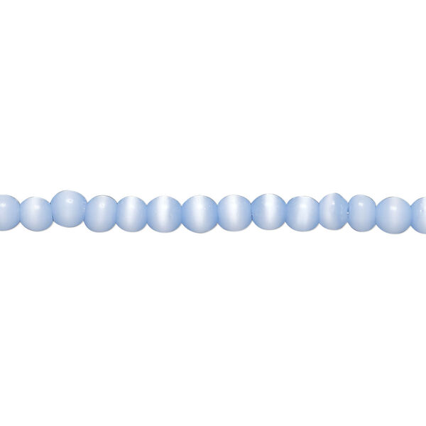 Bead, cat's eye glass (fiber optic glass), blue, 3-4mm uneven round. Sold per 15-inch strand, approximately 115 beads. image number 0