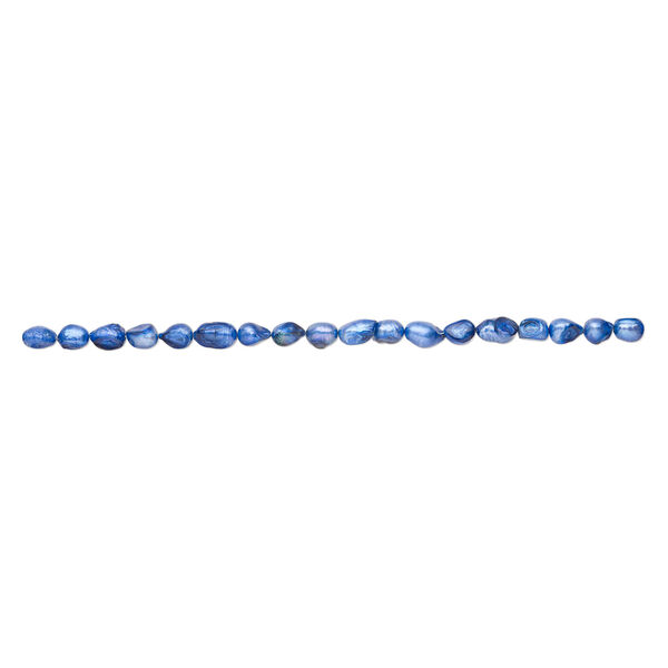 Freshwater pearl 1pkg1, freeform, 14 inch royal blue 10x8mm-13x9mm cultured image number 1