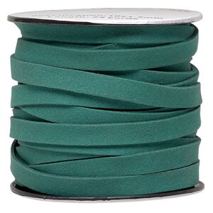 Cord, faux suede, green, 10mm flat. Sold per 25-yard spool.