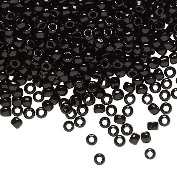 Seed bead, TOHO BEADS®, glass, pkg/50g, #8 round, opaque jet (TR-08-49). image number 0