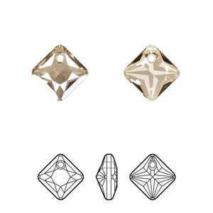 Drop 48pk crystal golden shadow, Swarovski® 11.5mm pendant princess cut 6431