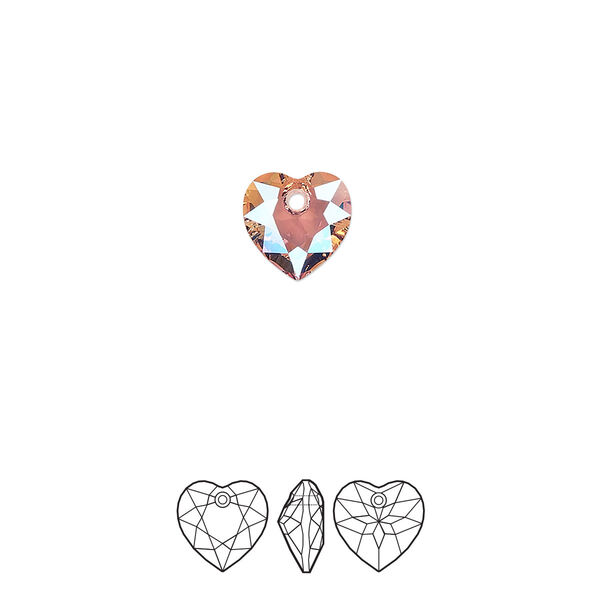 Drop 72pk light rose shimmer, Swarovski® 8mm pendant heart cut 6432 image number 0