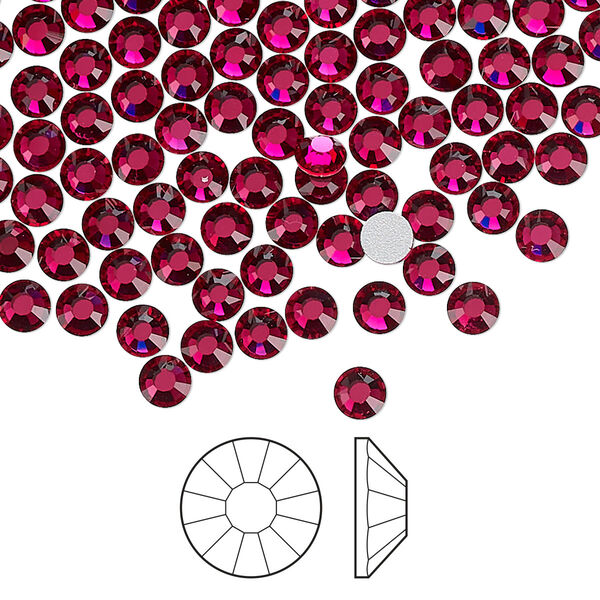 Flat back 144pk ruby foil back, Preciosa Viva 12® Czech crystal rhinestone 3.8-4mm chaton rose round SS16 image number 0