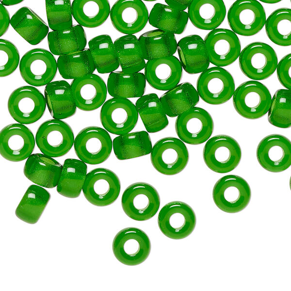 Czech pressed glass 1pkg100, crow bead transparent emerald green 6x4mm image number 0