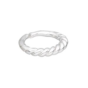 Ring, Hill Tribes, silver-plated copper, 4mm wide with twist design, adjustable from size 7 to 9. Sold individually.