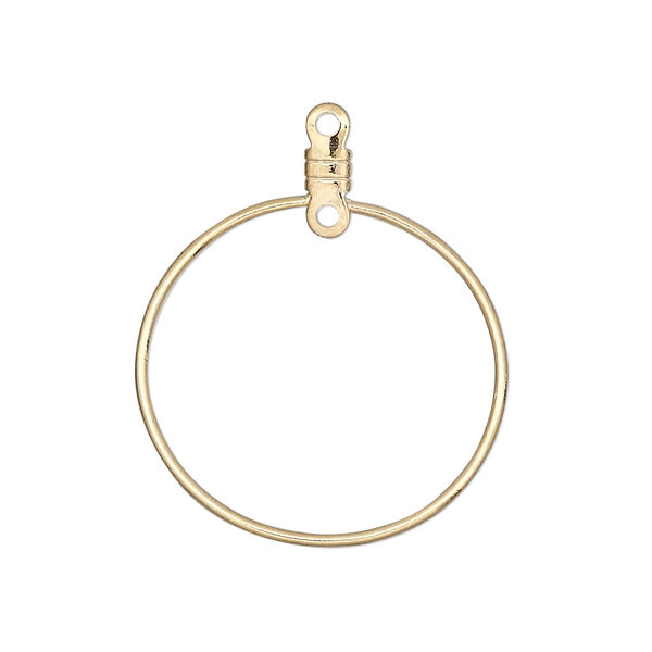 Beading hoop, gold-plated steel, 26mm round with closed loop. Sold per pkg of 10. image number 0
