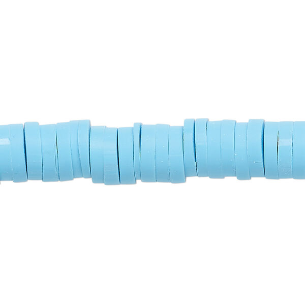 Bead, polymer clay, opaque turquoise, 8x2mm heishi. Sold per pkg of (2) 15-1/2" to 16" strands. image number 0