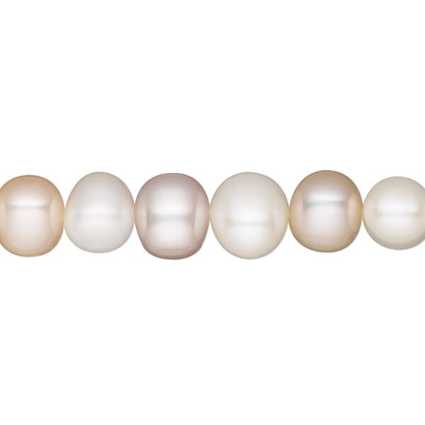 Pearl, White Lotus™, cultured freshwater, mauve and peach, 8-8.5mm semi-round, B grade, Mohs hardness 2-1/2 to 4. Sold per 15-1/2" to 16" strand. image number 0
