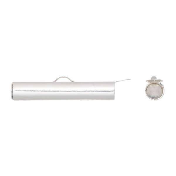 End bar, sterling silver, 26x5mm round tube with fold-in ends and 4mm hole. Sold individually. image number 0