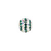 Bead, Egyptian glass rhinestone / epoxy / resin, white / dark green / clear AB, 12mm round with pav&eacute; striped design. Sold individually. image number 0