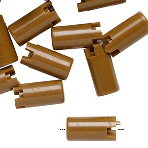 Bead, acrylic, opaque brown, 16x8mm interlocking round tube. Sold per pkg of 24.