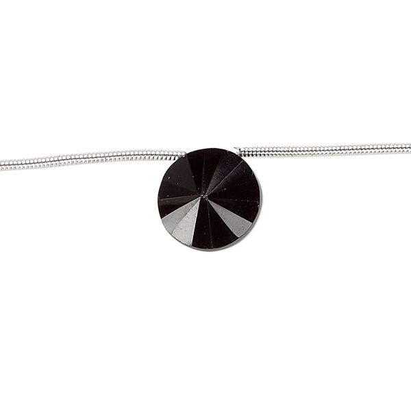 Bead, black spinel (natural), 10x7mm-12x9mm hand-cut top-drilled faceted saucer, B- grade, Mohs hardness 8. Sold per pkg of 6 beads. image number 0