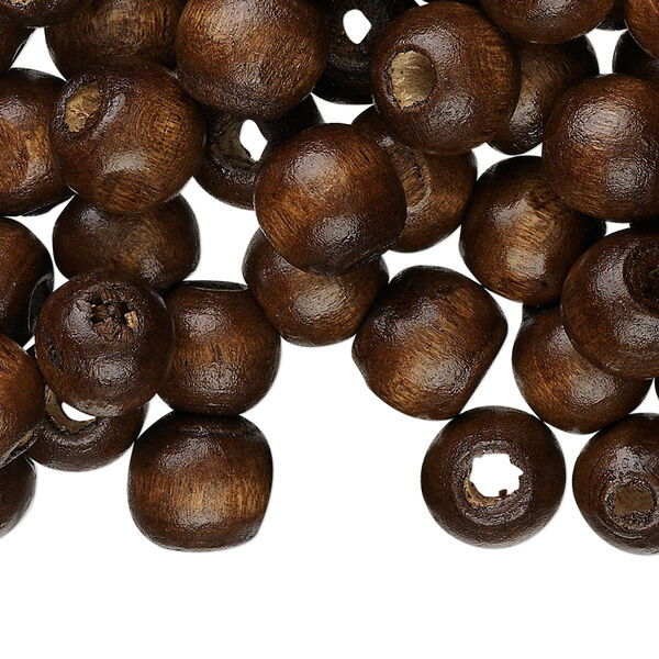 Bead, wood (dyed / waxed), dark brown, 10x9mm hand-cut rondelle. Sold per pkg of 500. image number 0