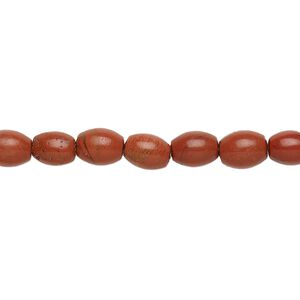 Red jasper 1pkg1, oval bead natural 15.5-16 inch 6x5mm