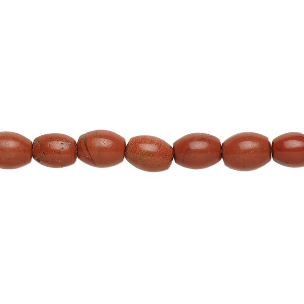 Red jasper 1pkg1, oval bead natural 15.5-16 inch 6x5mm image number 0