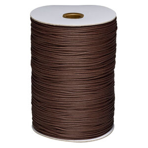 Cord, waxed cotton, brown, 2mm round. Sold per 500-yard spool.