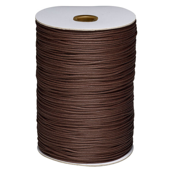 Cord, waxed cotton, brown, 2mm round. Sold per 500-yard spool. image number 0