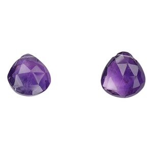 Amethyst 1pkg2, hand-cut top-drilled faceted puffed teardrop bead natural 13mm