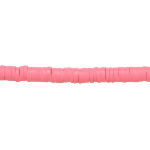 Bead, polymer clay, opaque bright pink, 4x1mm heishi. Sold per pkg of (2) 15-1/2" to 16" strands. image number 0