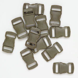 Clasp buckle 1pkg12, 30x16mm, plastic camo green 1-strand