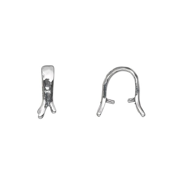 Bail, JBB Findings, ice-pick, antiqued sterling silver, 12x4mm faceted branch, 7mm grip length. Sold individually. image number 0