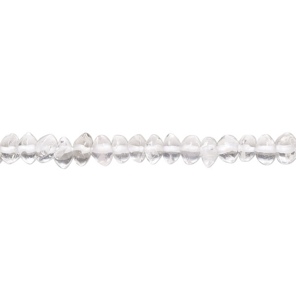 Bead, quartz crystal (natural), 4x2mm-5x3mm hand-cut saucer with 0.4-1.4mm hole, C+ grade, Mohs hardness 7. Sold per 13-inch strand, approximately 120 beads. image number 0