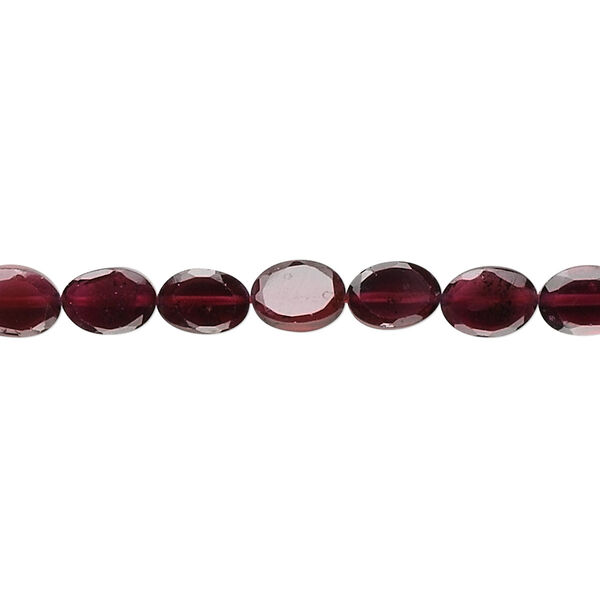 Bead, garnet (dyed), 6x4mm hand-cut faceted oval, B grade, Mohs hardness 7 to 7-1/2. Sold per 15-1/2" to 16" strand. image number 0