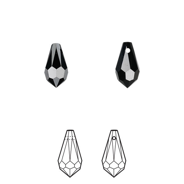 Drop 24pk jet, Crystal Passions® 11x5.5mm pendant teardrop 6000 image number 0
