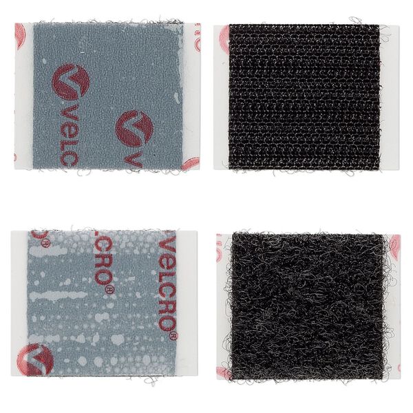 Hook and loop fastener, VELCRO® with adhesive, nylon, black, 1x1-inch square. Sold per pkg of 6 pairs. image number 0