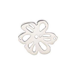 Link, stainless steel, 23x21mm flower with cutouts. Sold individually.