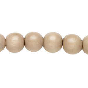 Bead 1pkg1, Taiwanese cheesewood (dyed / waxed), medium tan, 9-10 round, 15-1/2 to 16 inches.