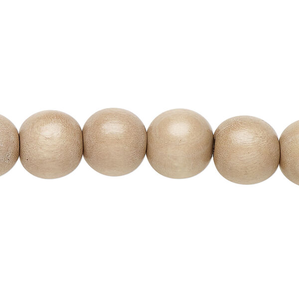 Bead 1pkg1, Taiwanese cheesewood (dyed / waxed), medium tan, 9-10 round, 15-1/2 to 16 inches. image number 0