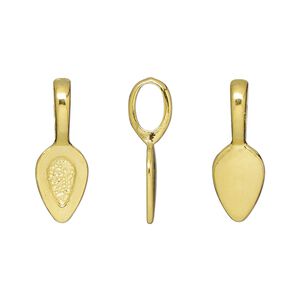 Bail, glue-on, gold-finished "pewter" (zinc-based alloy), 21x7.5mm leaf with 12x7.5mm pad. Sold per pkg of 20.