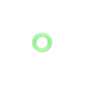 Component, Oh! Ring™, silicone, neon green, 10mm round with 6mm hole. Sold per pkg of 300.