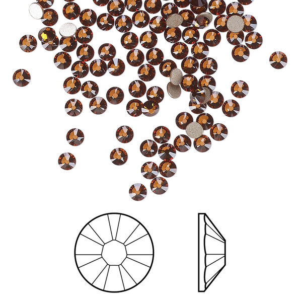 Flat back 144pk light amber foil back, Crystal Passions® 2.5-2.7mm rose round SS9 2058 image number 0