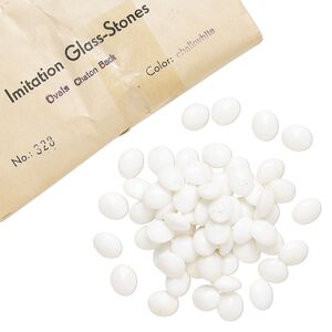 Embellishment, vintage glass, chalkwhite, 12x10mm faceted oval fancy stone. Sold per pkg of 144 (1 gross).