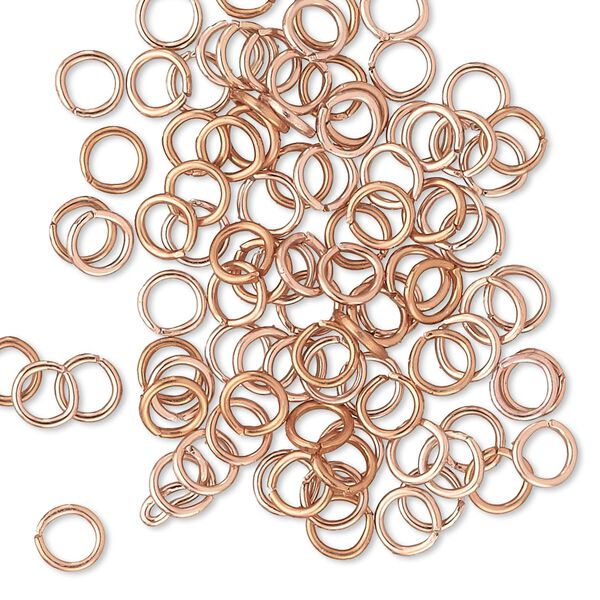 Jump ring, anodized aluminum, copper, 5mm round, 3.4mm inside diameter, 20 gauge. Sold per pkg of 100. image number 0