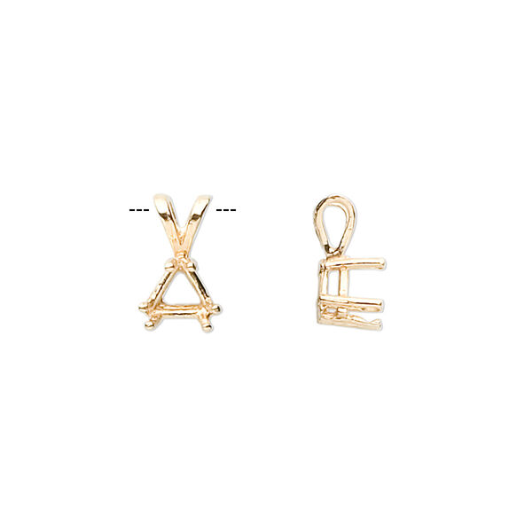 Pendant, Sure-Set™, 14Kt gold, 6mm with 6-prong triangle basket setting. Sold individually. image number 0