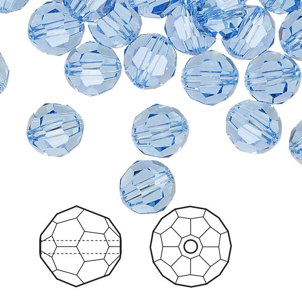 Bead 288pk light sapphire, Swarovski® 8mm round 5000 image number 0