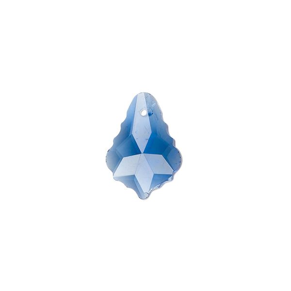 Drop, glass, transparent blue, 16x11mm baroque. Sold per pkg of 10. image number 0